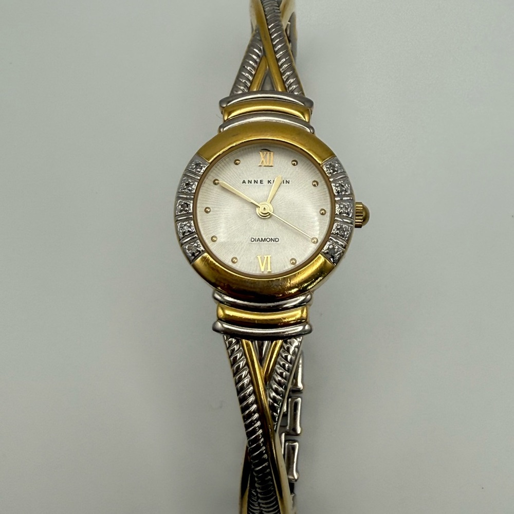 Anne Klein Gold and Silver tone Women's Bangle Watch with diamonds - Picture 8 of 14